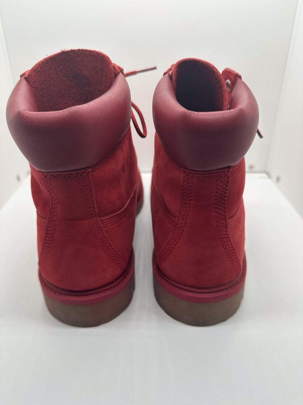 Timberland 6-Inch Premium Waterproof Red Suede Leather Boots - Picture 3 of 9